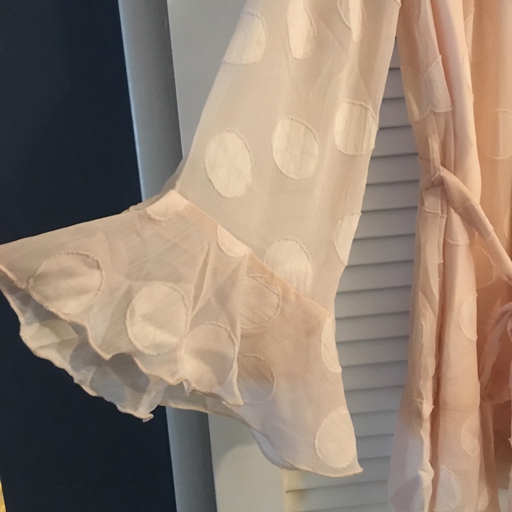 L'Atiste Chiffon Dot Cream Bell Sleeve Mini Dress - Picture 7 of 8
